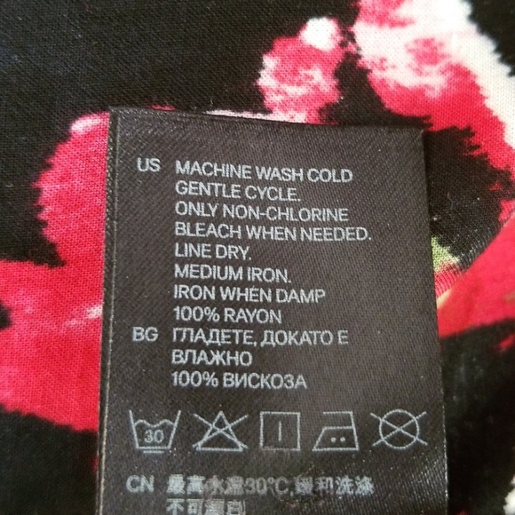 Black H&M Button Down with Pink Floral Print - Picture 7 of 8